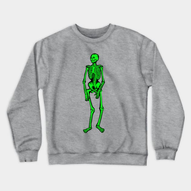 Green Skeleton Crewneck Sweatshirt by zombill